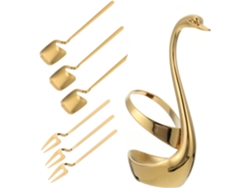 Té, Postre, Tenedor De Acero Inoxidable Con Forma Creativa De Cisne, Soporte Para Cuchara, Base De Cisne