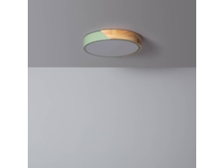 Plafón Led 18w Circular Madera Y Aluminio Ø320 Mm Cct Seleccionable Semi-dari Verde