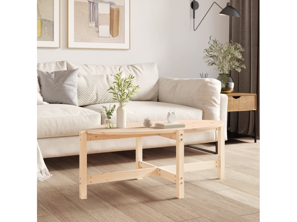 Mesa de Centro Apoyo 118X63X45 Cm Madera de Pino Maciza