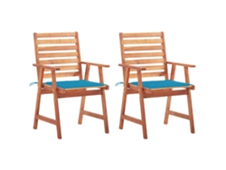 Sillas de comedor de jardín de dos piezas DKD Home Decor con cojines de acacia maciza