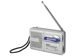 Radio portátil de transistores AM/FM con sintonizador grande, funciona con pilas.