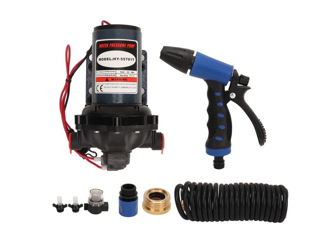Kit de bomba de desinfección de alta presión de 12 V CC, 5,5 gpm y 70 psi con boquilla de pulso