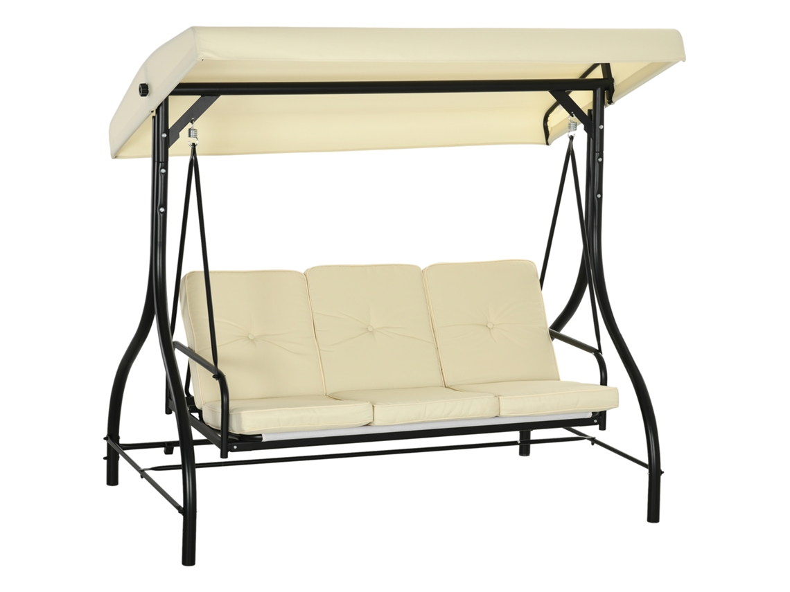 Columpio estilo Hollywood con función reclinable, columpio de jardín de 3 plazas con toldo ajustable, soporta hasta 240 kg.