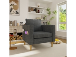 Sillón Individual De Ocio Con Bolsa De Almacenamiento, Chenilla, Gris.