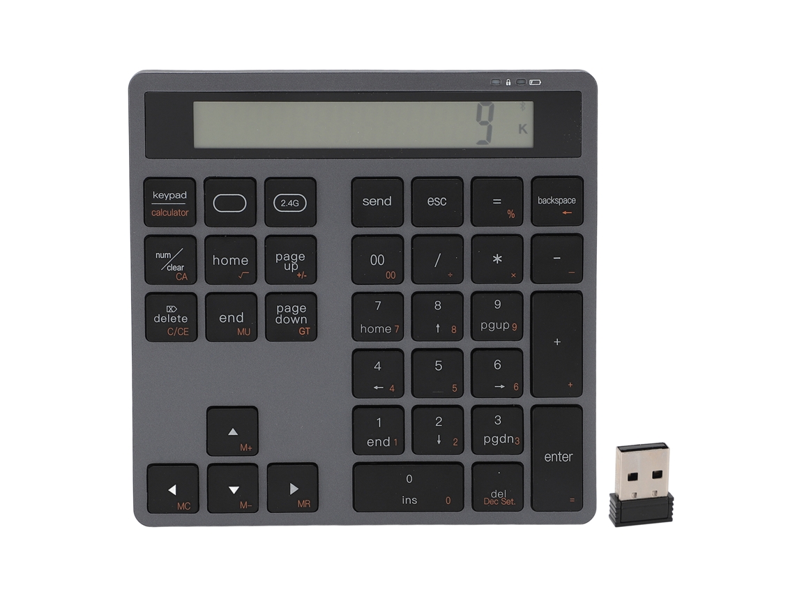 Teclado Numérico Bluetooth 2.4g Sem Fio 34 Teclas Numpad Para Laptop Desktop Usb Dual Mode
