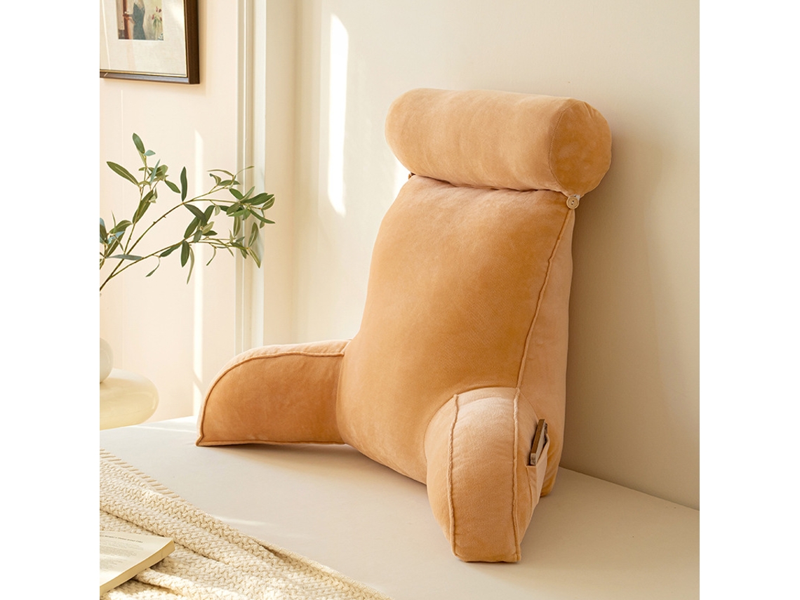 Cómoda Almohada De Lectura, Almohada De Respaldo Con Almohada Cervical Desmontable,caqui/75x55cm Gertiz