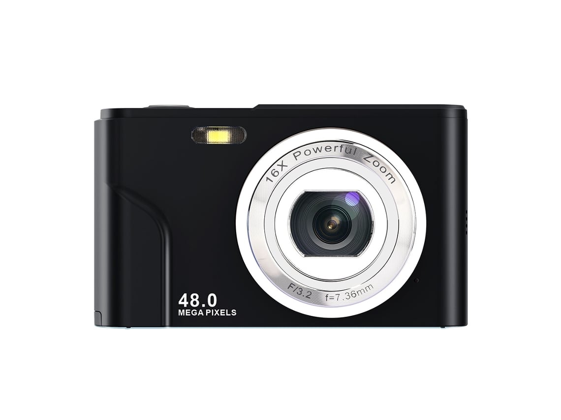 Cámara digital de 48 MP con zoom de 16x, 1080P, pantalla IPS de 2,4, 32 GB, ideal para viajes, ceremonia de graduación (negro) BISBISOUS