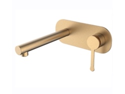 Grifo Mural Para Lavabo 302 En Latón Dorado Cepillado, Colección Scamandre