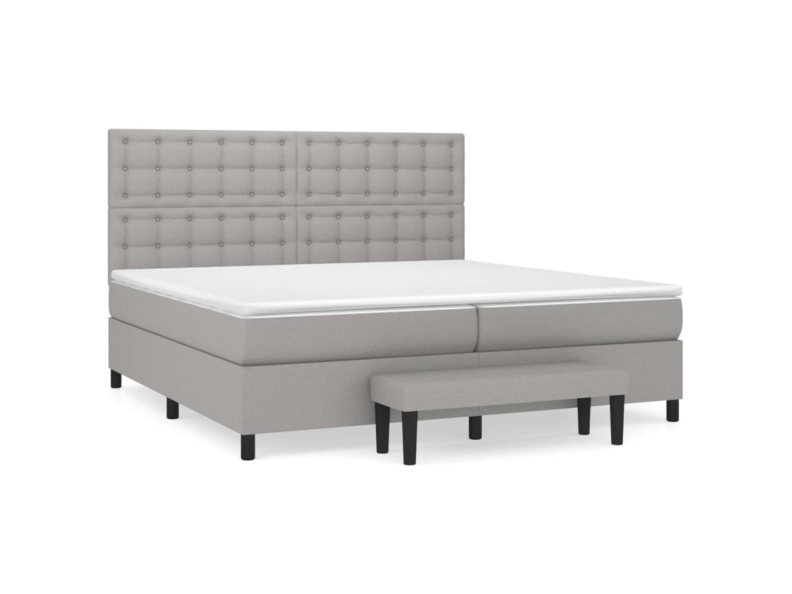 Maison Exclusive - Cama Box Spring Con Colchón Tela Gris Claro 200x200 Cm