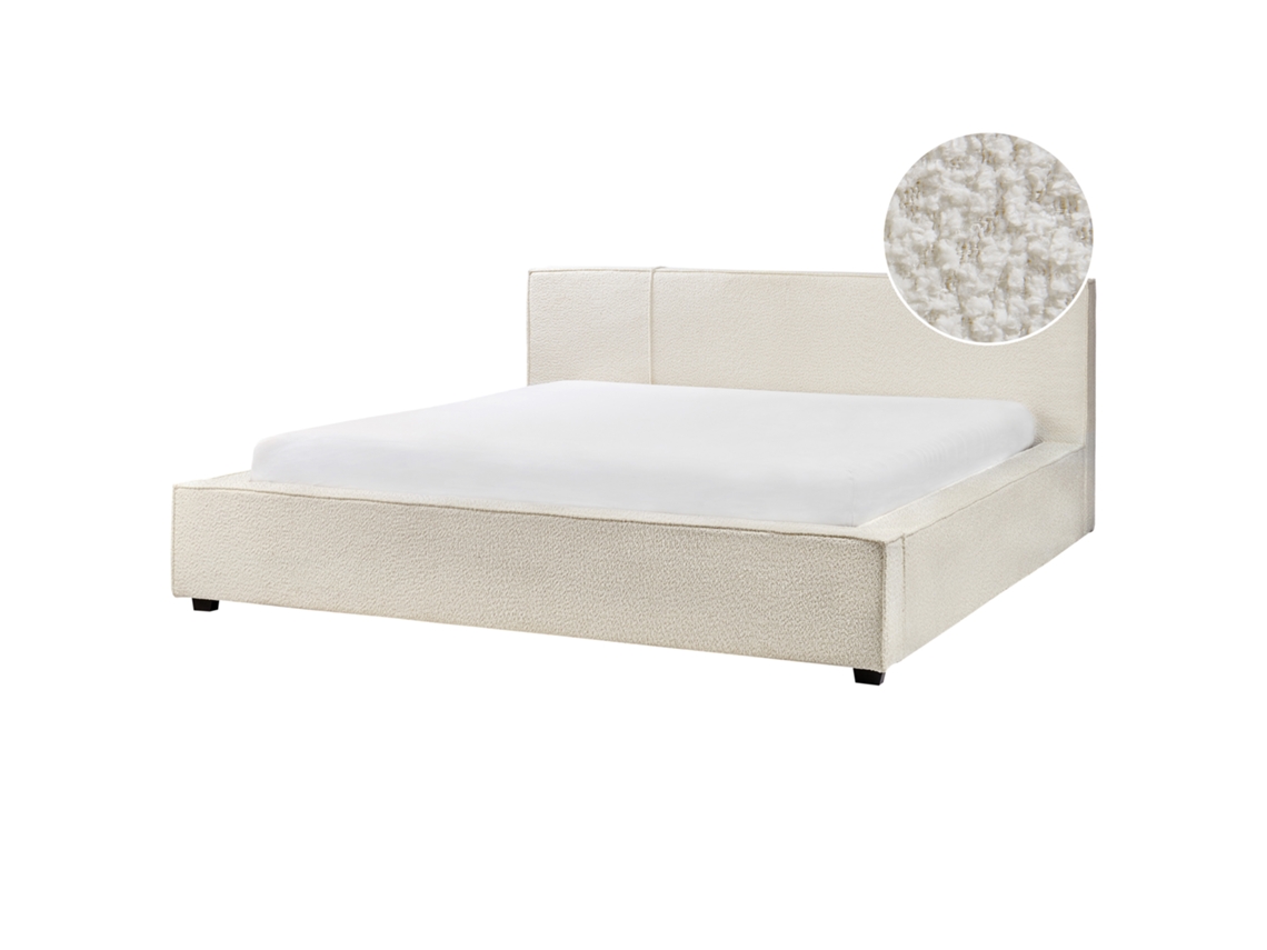 BELIANI Cama doble Mirande de Bouclé Blanco 209x231x90