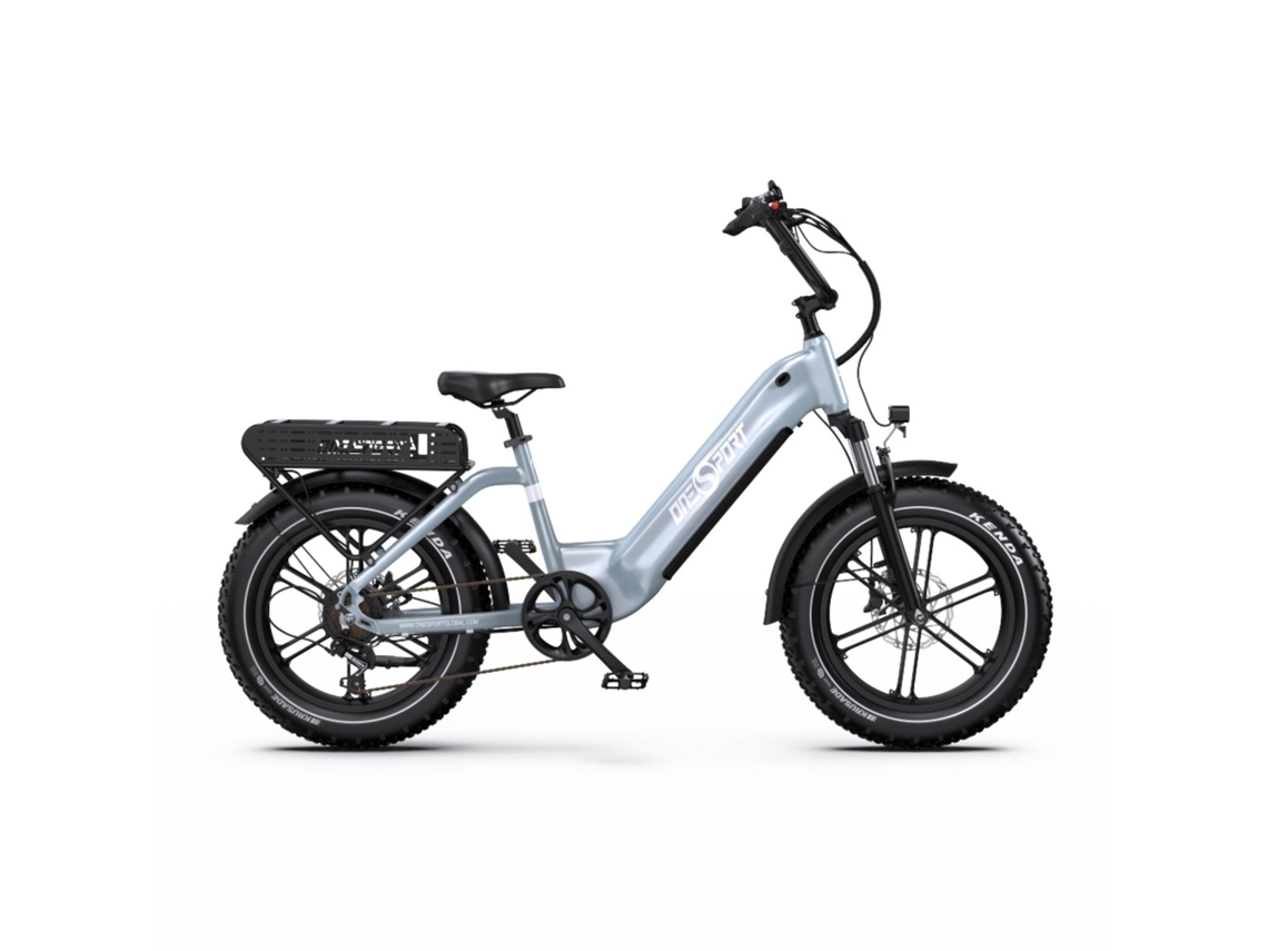 Bicicleta eléctrica Onesport OT08, motor de 500 W, batería de 48 V y 18 Ah, neumáticos de 20 pulgadas, frenos de disco, color gris