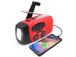 Radio solar de emergencia, radio portátil, batería externa de 2000 mAh, linterna, ABS rojo Tommy01