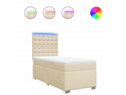 Maison Exclusive - Cama Box Spring Con Colchón Tela Color Crema 80x200 Cm