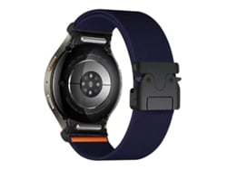 Bracelete Para Samsung Galaxy Watch 7/6/5/4 - Nylon Elástico - Botão Pressão E Fivela Paraquedas - Azul Escuro
