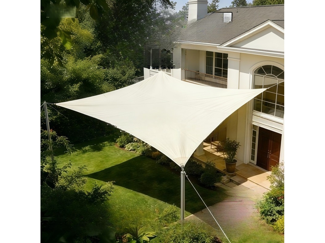 Sombrilla Rectangular De Tela Oxford Estilo Vela, 3x5 M, Blanco Roto, Digitallab