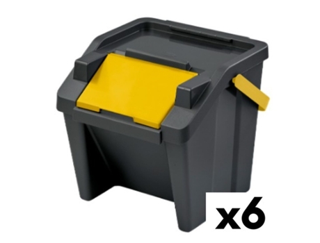Cubo de Basura para Reciclaje TONTARELLI Moda Apilable 28 L Amarillo (6 Unidades)