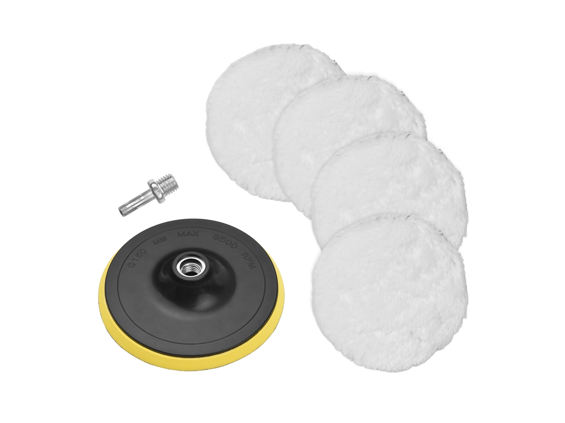 Kit De Discos De Pulido De Lana De 6 Pulgadas Con Adaptador M14 - 4 Discos + 1 Almohadilla Adhesiva