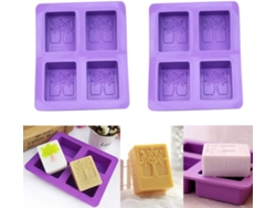 Moldes de jabón rectangulares hechos a mano de diseño único, silicona de grado alimenticio flexible y antiadherente, 4 cavidades en forma de árbol,