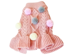2026-28590-jumper De Invierno Tejido Para Perros Pequeños Y Medianos Navidad Niña Rosa Talla M