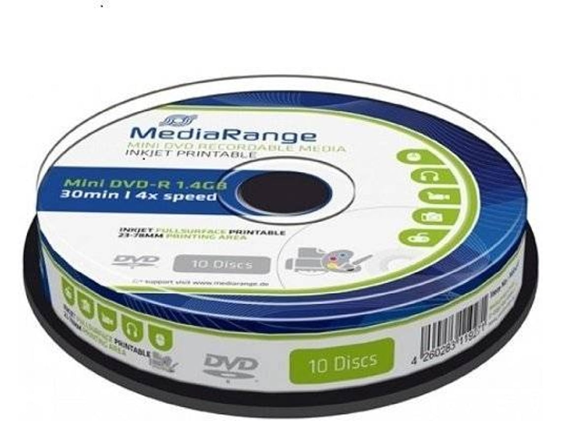 Mini DVDR MEDIARANGE MR430 (10 und Capacidad 1,4GB)
