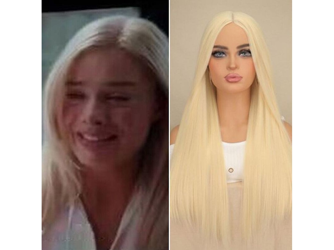 Peluca De Cosplay De La Película De Barbie, Cabello Largo Ondulado/liso Rubio Platino, Para Fiestas Y Disfraces De Mujer.
