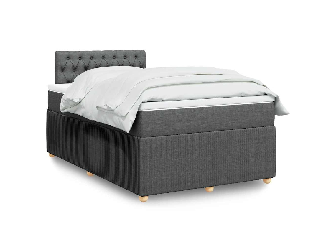 Cama Box Spring Con Colchón Tela Gris Oscuro 120x200 Cm