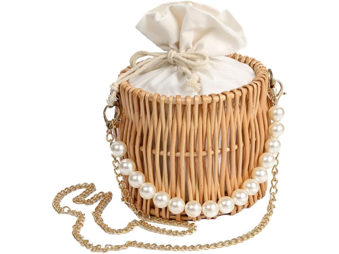Bolsa De Vime Trançado Original Para Mulheres, Elegante E Perfeita Para Férias Na Praia.