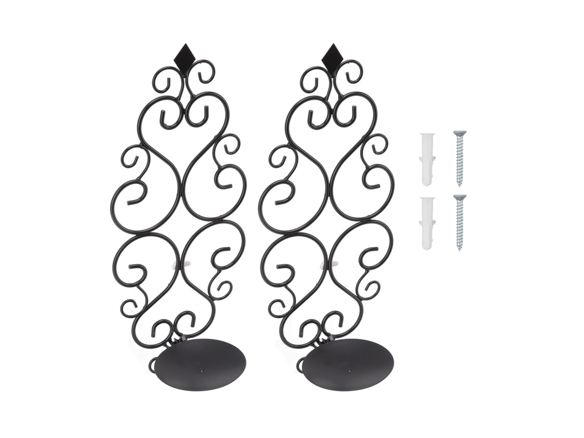 Portavelas de pared de hierro negro, estilo clásico, 2 unidades