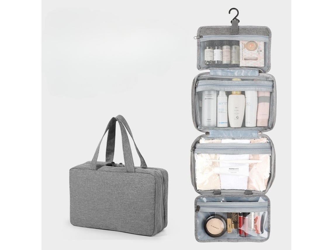 Neceser colgante para mujer, bolsa de viaje de gran capacidad, poliéster gris, Tommy01