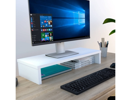 Soporte Monitor HENOR (Blanco - Madera - 62x26.5x12 cm)