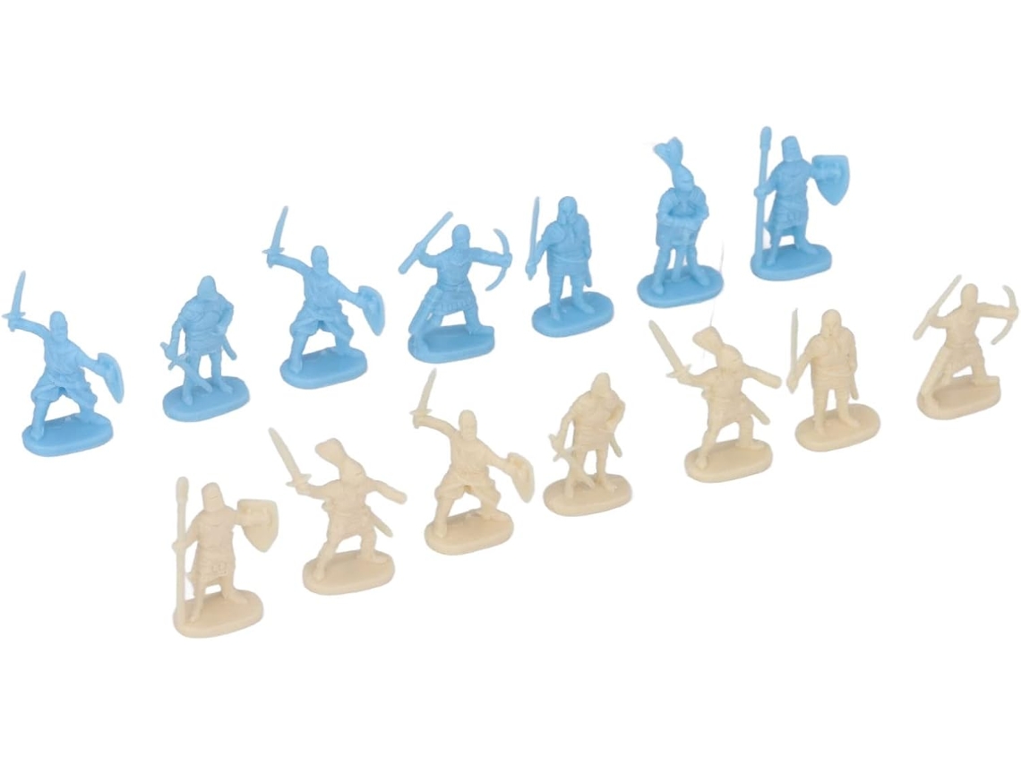 Lote De 200 Figuritas Antiguas De Soldados Con Uniformes Amarillos Y Azules, Que Representan La Segunda Guerra Mundial Y La Edad Media.