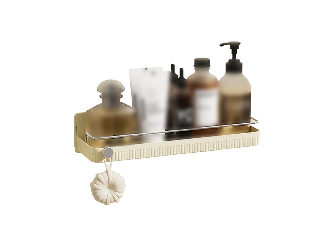 Estante de pared para baño, no requiere taladro, blanco/crema