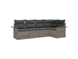 Maison Exclusive - Conjunto de sofá de jardín de 5 piezas con cojines, mimbre gris