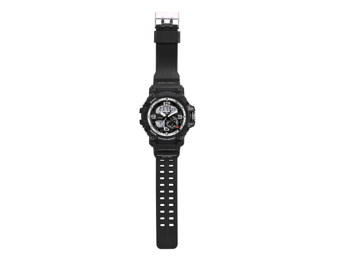 Reloj Deportivo Digital Led Con Luz Analogico Y Digital Redondo Pulsera Negra