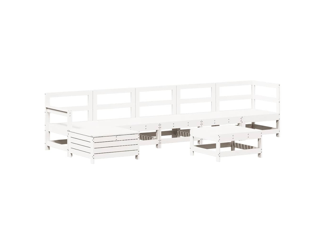 Maison Exclusive - Juego De Muebles De Jardín 7 Pzas Madera Maciza De Pino Blanco