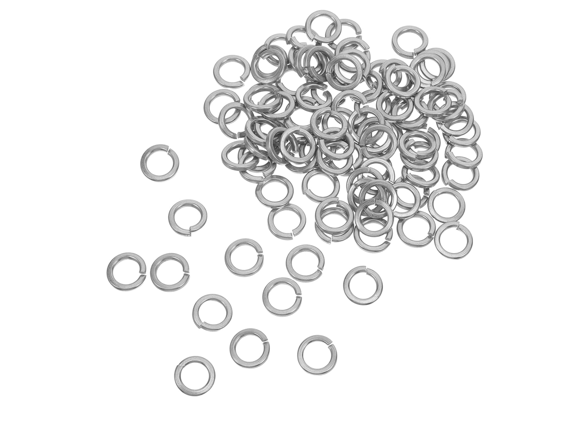 100 Arandelas De Seguridad Elásticas De Acero Inoxidable 304 En Color Plata.