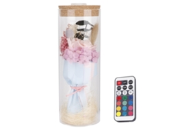 Lámpara LED con forma de flor rosa y base de cristal, regalo para el Día de San Valentín