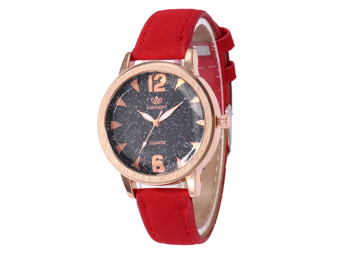 Reloj De Pulsera Analógico De Cuarzo Con Lujosa Y Elegante Correa De Pu Y Esfera Grande (rojo)