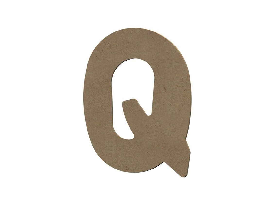 Letra Q mayúscula de madera MDF para decoración - 8 cm