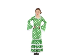 Disfraz de Niña EUROCARNAVALES Flamenca Verde con Bolas  (5 - 6 Años)