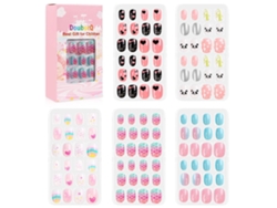 Uñas postizas para niñas, cobertura total con diseños bonitos, uñas postizas acrílicas prepegadas para niñas, Mater