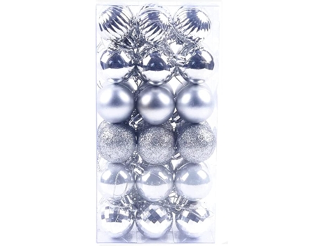 Conjunto de Bolas de Navidad ZMDECQNA Piezas Adornos Decoraciones Inastillables Colgantes Bolas Plateado - 36un (4 cm)