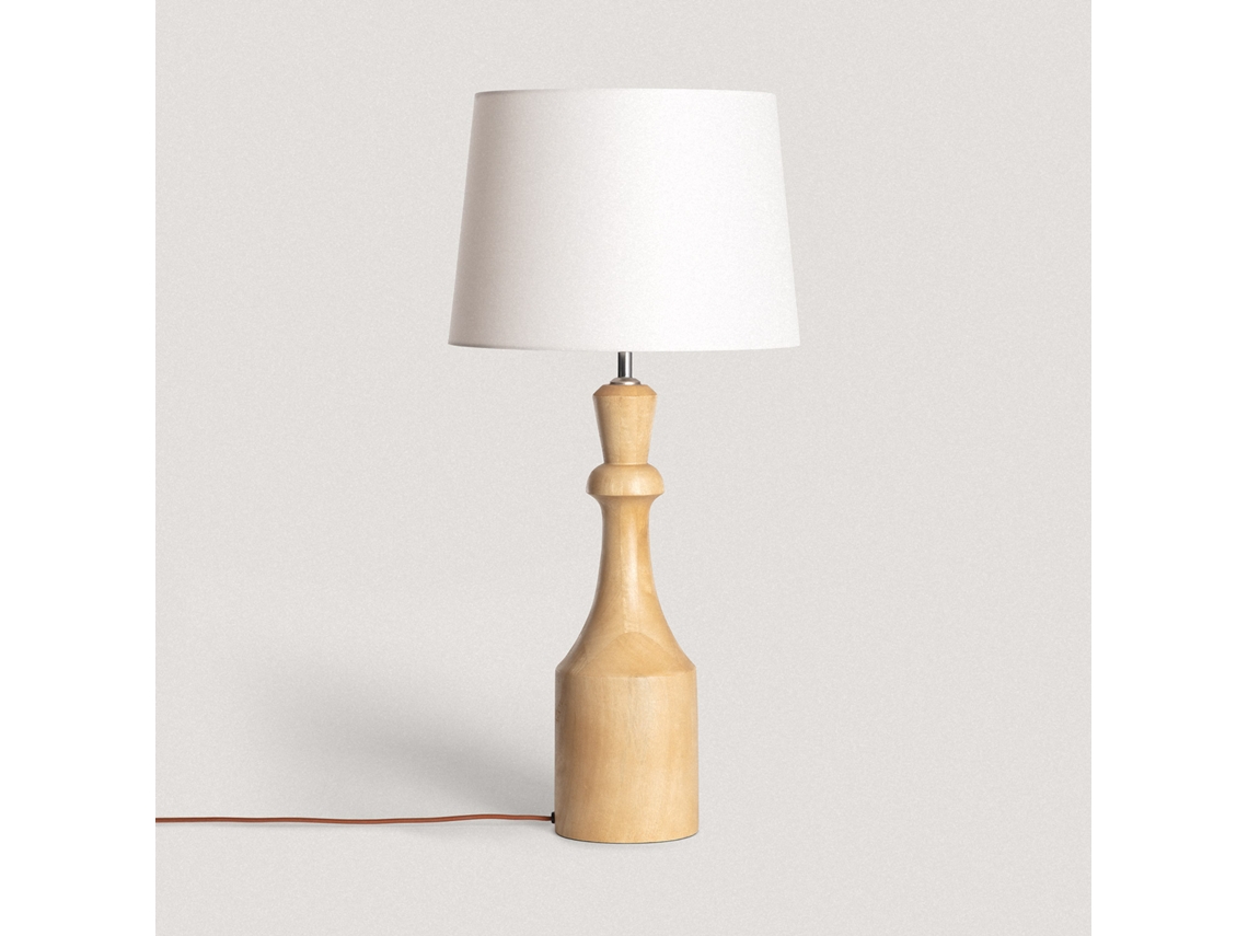 LEDKIA Lámpara de Mesa Madera Marala ILUZZIA Blanco Viejo