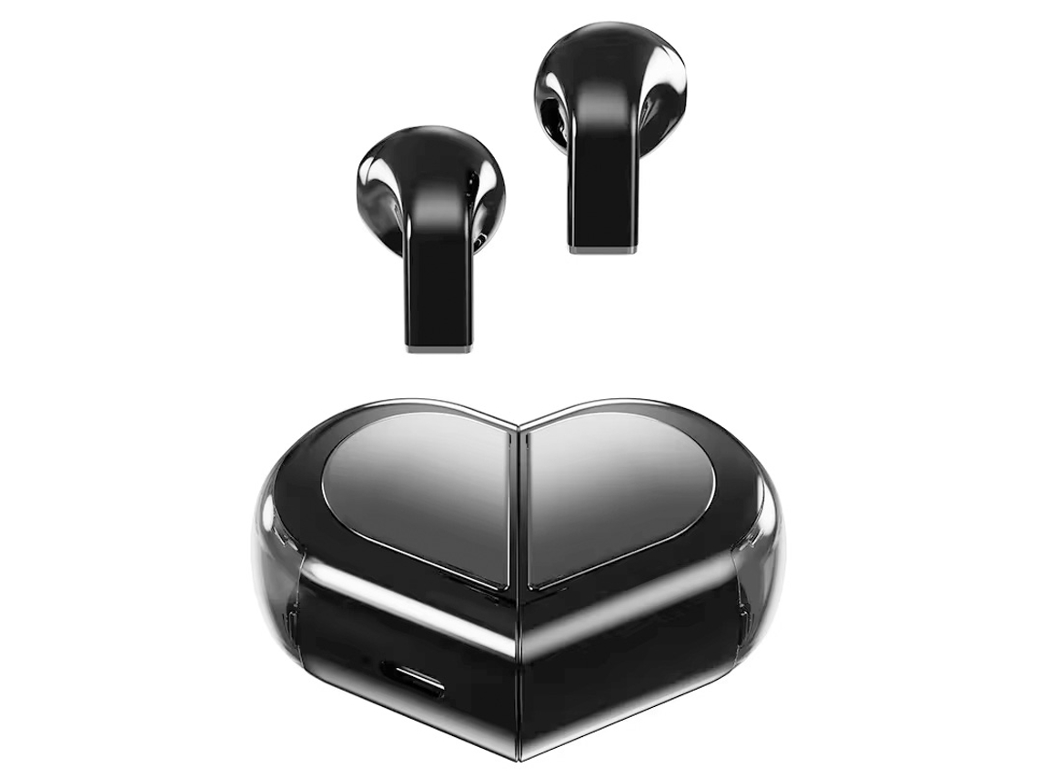 Auriculares Inalámbricos Bluetooth (negros), Diseño Giratorio En Forma De Corazón, Sonido Estéreo De Alta Definición.