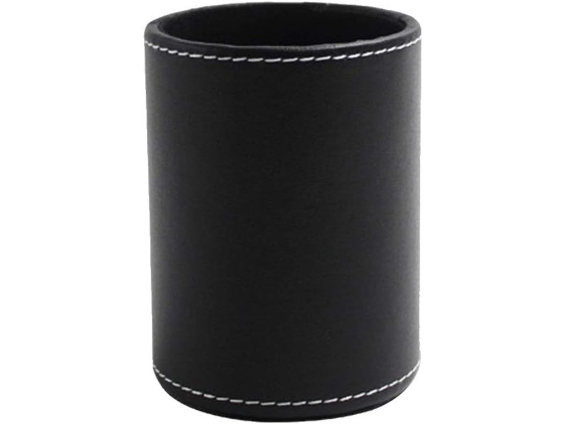Portalápices Redondo De Piel Sintética Para Brochas De Maquillaje, Material De Oficina Y Escolar (negro)