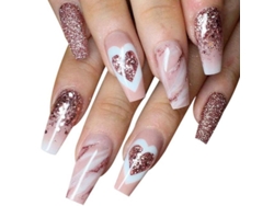 Uñas Postizas Artificiales Con Purpurina Para Fiestas Y Uso Diario - 24 Unidades
