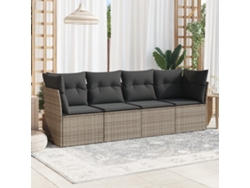 Conjunto de sofás de jardín de 4 piezas DKD Home Decor con cojines de mimbre gris