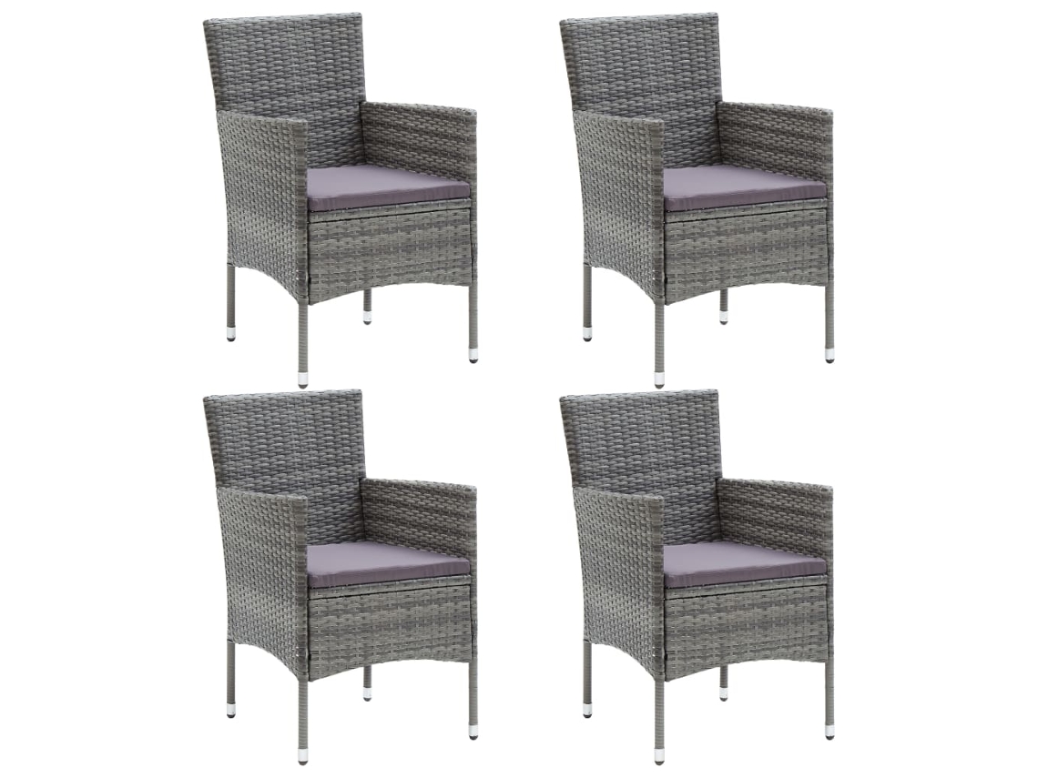 Sillas de comedor de jardín DKD Home Decor de 4 piezas, mimbre sintético gris