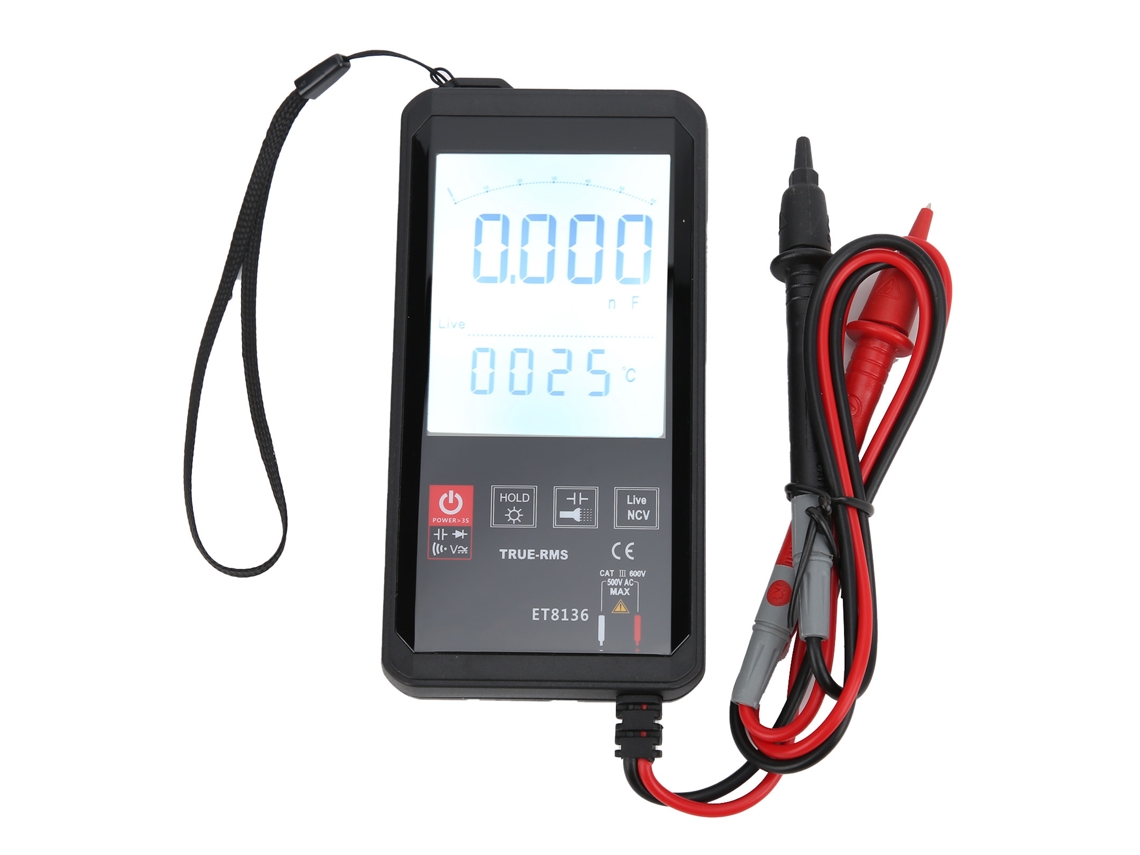 Multímetro Digital Et8136 Con Pantalla Táctica Automática, Medidor De Voltaje Cc/ca, Resistencia Y Capacitancia - Herramienta Eléctrica