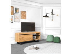 Mueble Tv Con Patas Naturale Color Roble Y Negro, 120x40x53cm